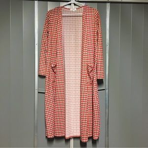 LULAROE Sarah Red Purple Plaid Cardigan Small NWT